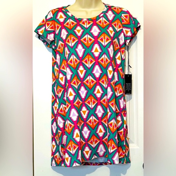 Michael Lauren Cuba T Shirt Dress, Bright Triangle Print, Women’s, Size Small - Picture 10 of 10